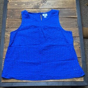 Old Navy Blue Boxy Tank Top with Eyelet Design